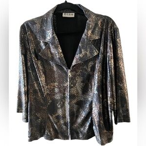 Dino Metallic Scale-Print Lightweight Jacket